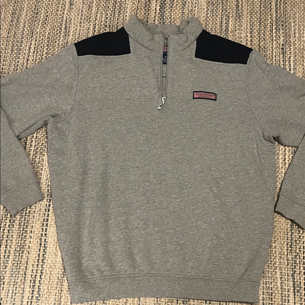 Vineyard Vines Gray and Black Zip-Up Sweater